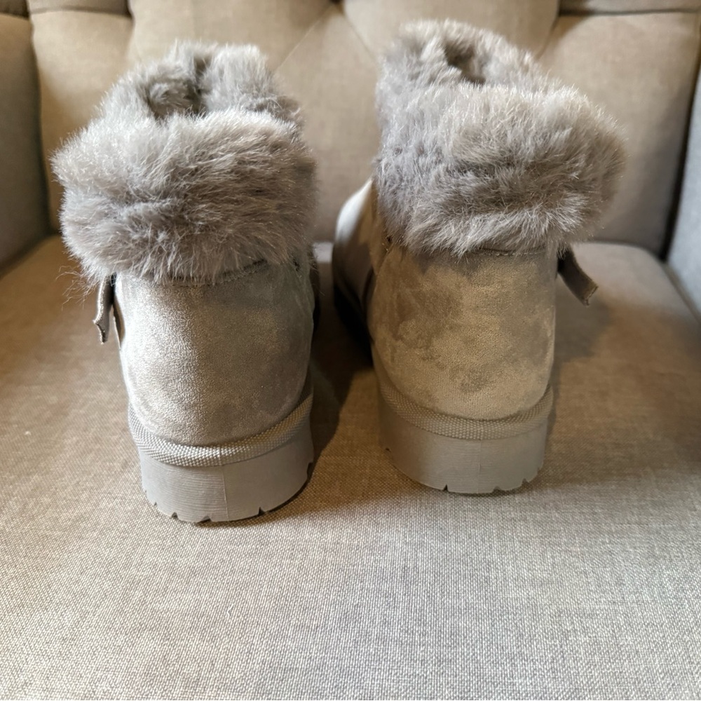 Goldnut Women’s Winter Mini Boots Faux Fur Grey Size:7 NEW - Picture 8 of 9